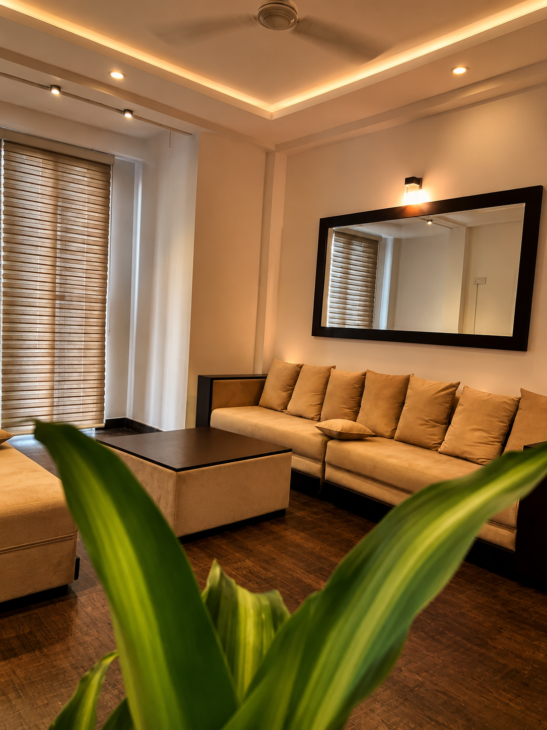 One Room Private Villa with spacious lounge and mirror-lined living area